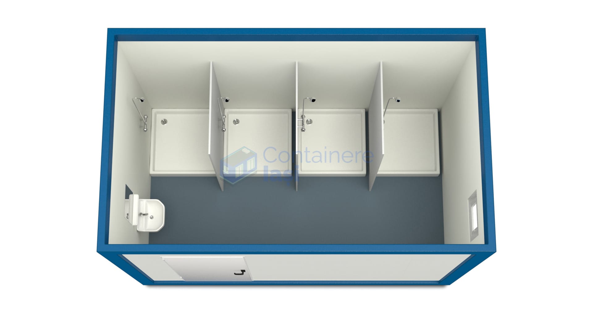 container sanitar iasi 4metri 4dusuri albastru
