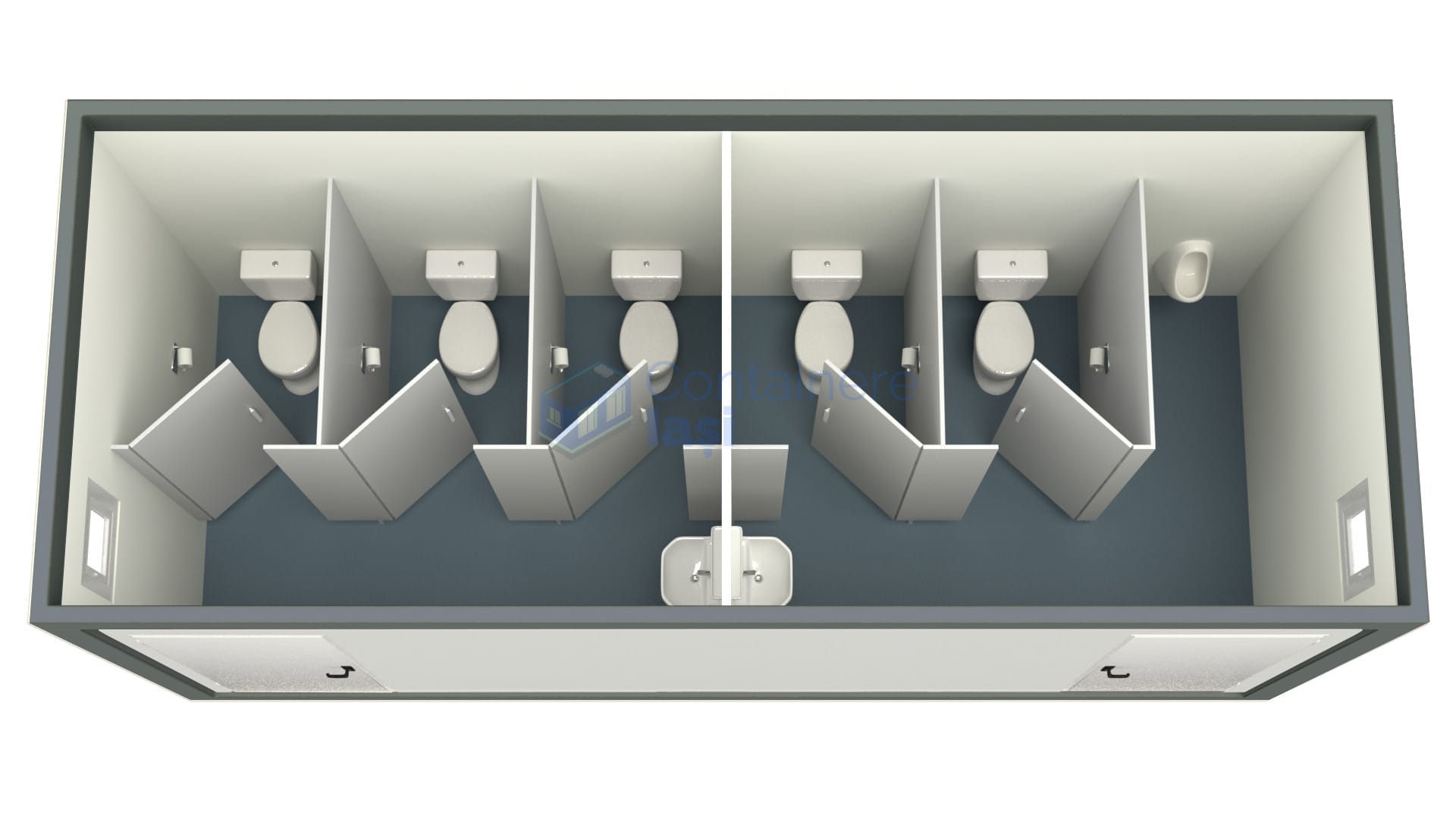 container sanitar iasi 6metri 5wc gri
